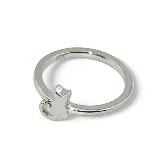 Sterling Silver 925 Plain Cat Ring - Picture 2 of 5